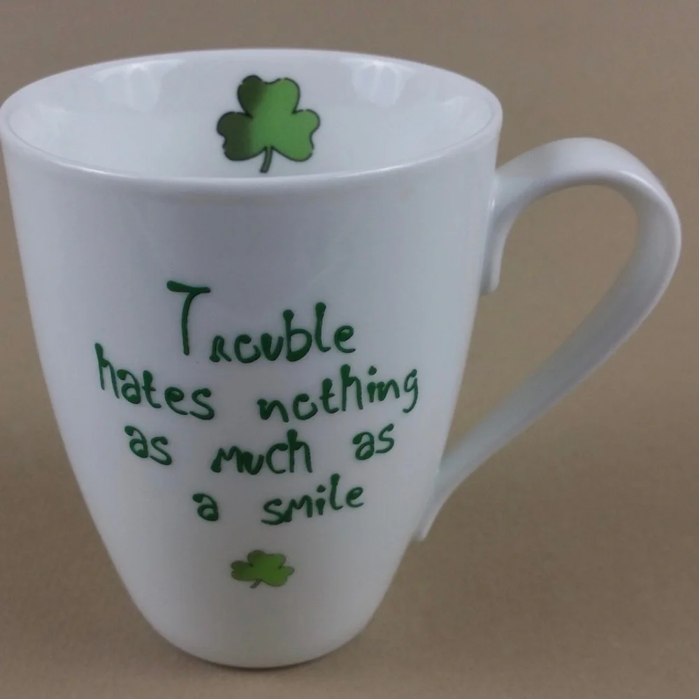 blarney irish coffee mug cup leprechaun shamrock porcelain (set of 4) - Picture 3 of 10